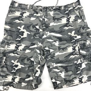 LA GATE Collection U.S.A. Gray Camo Cargo Shorts 100% Cotton Adjustable Size 50